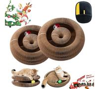 Twisty Paws Cat Toy, Twisty Paws Interactive Cats Scratching Cardboard, 3-in-1 Foldable Foldable Accordion Cat Toy with Bell, Play & Rest - Protects Furniture & Promotes Healthy Habits (2pcs)