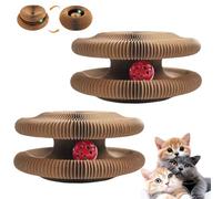 twisty paws cat toy, Upgraded Foldable Cat Toy, Twisty Cat Scratcher with A Bell, Magic Scratching Board, with Durable Honeycomb Cardboard, Toy for Cats Exercise (Medium*2)