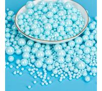 Twisweet Blue Sprinkles 130g, Edible Pearl Sprinkles for Cake Decorating, Mix Size Sugar Pearls Baking Candy, Cupcake Topper Cookie Ice Cream Cake Decorations, Baby Shower Birthday Wedding Supplies