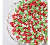 Twisweet Christmas Sprinkles 250g, Edible Xmas Tree for Cake Decorating, White Stars Sugar Sprinkles Mix, Cupcake Topper Ice Cream Cookie Cake Decorations, Holiday Christmas Party Supplies
