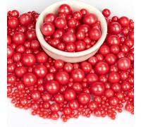 Twisweet Red Sprinkles 130g, Edible Pearl Sprinkles for Cake Decorating, Mix Size Sugar Pearls Baking Candy, Cupcake Topper Cookie Ice Cream Cake Decorations Birthday Wedding Christmas Party Supplies