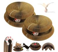 Twisyt Paws Cat Toy, Magic Organ Cat Scratching Board, Cardboard Scratcher For Cats, Foldable Cats Scratch Board Toy With Bell For Indoor, Triggers Natural Hunting Instinct (2PCS)