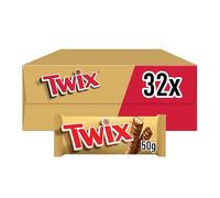 Twix Caramel Biscuit Milk Chocolate Twin Bars Bulk Multipack Box, 32x50g | Caramel Biscuit Twin Bars for Tea & Coffee Snacks, Perfect for Wholesale Catering, Cupboard Stash, Care Package Treats
