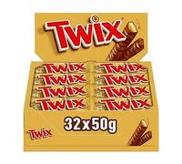 Twix Chocolate Bars, Caramel & Milk Chocolate Biscuits, 32 x 50g Bulk Box, Ideal for Hampers, Perfect for Gifts and Snacks