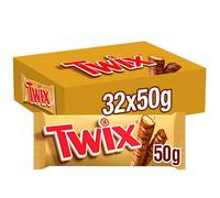 Twix Creamy Milk Chocolate Bars Biscuit Smooth Caramel Filling Box Pack 32 x 50g