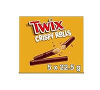 Twix Crispy Rolls, Milk Chocolate, Caramel and Biscuit Snack Bar Multipack 5 x 22.5g
