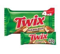 Twix Hazelnut Multipack Chocolate Bars 4 x 46g - Milk Chocolate Biscuit Fingers, Multipack for Sharing