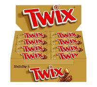 Twix Milk Chocolate Bars with Biscuit & Caramel, 32 Snack Bars of 50g