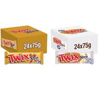 Twix Xtra Chocolate Biscuit Twin Bars, Standard 75g & White 75g, 2 Full Boxes oF 24 Bars, Ideal Present for Christmas