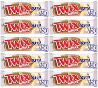 Twix Xtra White Chocolate Biscuit Twin Bars, 75g - Treat Share for Adults and Kids (10 Pack)