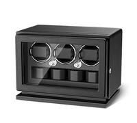 TWIXSTAR Watch Winder,2-in-1 Compact Key Lock Watch Winder for 3 Automatic Watches with 4 Rotating Modes,Micro Fiber Leather,Adjustable Watch Pillow,Quiet Motor and White Light for Man and Women,Black