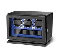 TWIXSTAR Watch Winder,2-in-1 Compact Key Lock Watch Winder for 3 Automatic Watches with 4 Rotating Modes,Micro Fiber Leather,Adjustable Watch Pillows,Quiet Motor and White Light for Man and Women,Blue