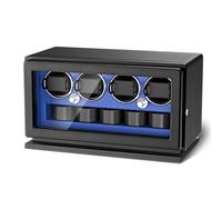 TWIXSTAR Watch Winder,2-in-1 Compact Key Lock Watch Winder for 4 Automatic Watches with 4 Rotating Modes,Micro Fiber Leather,Adjustable Watch Pillow,Quiet Motor and White Light for Man and Women,Blue