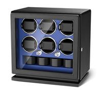 TWIXSTAR Watch Winder,2-in-1 Compact Key Lock Watch Winder for 6 Automatic Watches with 4 Rotating Modes,Micro Fiber Leather,Adjustable Watch Pillow,Quiet Motor and White Light for Man and Women,Blue