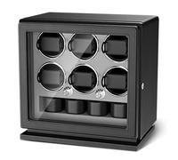 TWIXSTAR Watch Winder,2-in-1 Compact Key Lock Watch Winder for 6 Automatic Watches with 4 Rotating Modes,Micro Fiber Leather,Adjustable Watch Pillows,Quiet Motor and White Light for Man and Women,Grey
