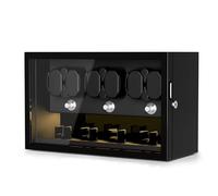 TWIXSTAR Watch Winder, Key Lock Watch Winders for 6 Automatic Watches with 4 Extra Storages,Super Quiet Motor,4 Rotation Modes,Foam Pad, LED Light and Type-C Adapter,Watch Winding Box for Watch Lovers