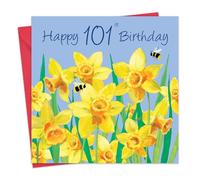 Twizler 101st Birthday Card for Women - Daffodils Floral - Female Age 101 Year Old Happy Birthday Card for Her