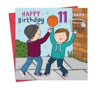 Twizler 11th Birthday Card for Boys - Basketball - Age 11 Year Old Childrens Happy Birthday Card for Boy - Son Grandson - Eleven Tween