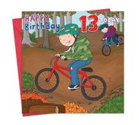 Twizler 13th Birthday Card for Boys - Mountain Bikes - Age 13 Happy Birthday Card for Boy - Son 13 Year Old Childrens Card - Grandson Birthday Card Age Thirteen Tween