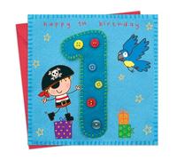 Twizler 1st Birthday Card For Boy with Pirate and Parrot - One Year Old - Age 1 - Childrens Birthday Card - Boys Birthday Card - Happy Birthday Card
