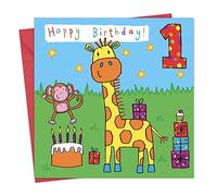 Twizler 1st Birthday Card for Children - Age 1 Year Old Kids Happy Birthday Card for Boys or Girls