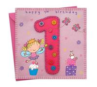 Twizler 1st Birthday Card For Girl with Fairy Princess, Presents and Butterfly - One Year Old - Age 1 - Childrens Birthday Card - Girls Birthday Card - Happy Birthday Card