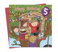 Twizler 5th Birthday Card For Boy with Treehouse - Age 5 Birthday Card - Age 5 Card - Age 5 Boy Gifts - Childrens Birthday Card - Boys Birthday Card - Happy Birthday Card