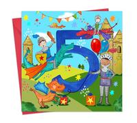 Twizler 5th Birthday Card for Boys - Knights & Dragons - Age 5 Year Old Childrens Happy Birthday Card for Kids