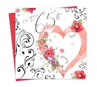 Twizler 65th Birthday Card for Her with Silver Foiling, Watercolour Effect & Heart - 65 Year Old - Age 65 Birthday Card - Female Birthday Card - Womens Birthday Card for Ladies