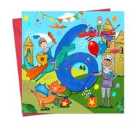 Twizler 6th Birthday Card for Boys - Knights & Dragons - Age 6 Year Old Childrens Happy Birthday Card for Kids