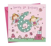 Twizler 6th Birthday Card for Girl with Fairy Princess - Six Year Old - Age 6 - Childrens Birthday Card - Girls Birthday Card - Happy Birthday Card