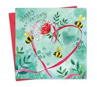 Twizler Anniversary Card - Bees & Heart Happy Wedding Anniversary Card for Couple - Husband Anniversary Card for Him - Wife Anniversary Card for Her - Mum and Dad Anniversary Card