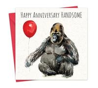 Twizler Anniversary Card for Him - Handsome Gorilla - Funny Happy Wedding Anniversary Card for Husband Boyfriend Partner