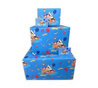Twizler Boys Wrapping Paper - Blue Pirates - 2 Sheets & 2 Tags & Matching Card - 70cm x 50cm Folded Sheets - Cute Children's Happy Birthday Gift Wrap for Kids