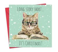 Twizler Cat Christmas Card Funny - Long Story - Merry Christmas Card from the Cat - Mens Xmas for Him Husband Dad Son - Funny Womens Xmas for Her Wife Mum Daughter Friend