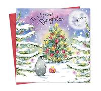 Twizler Daughter Christmas Card with Penguin - Merry Christmas Card for Daughter - Womens Xmas for Her Female