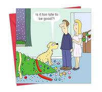 Twizler Dog Christmas Card Funny - Tree Trouble - Merry Christmas Card from the Dog - Mens Xmas for Him Husband Dad Son - Funny Womens Xmas for Her Wife Mum Daughter