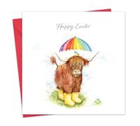 Twizler Easter Card - Highland Cow - Happy Easter Card for Mum Dad Nan Grandad - Greetings for Son Daughter Grandson Granddaughter Friend