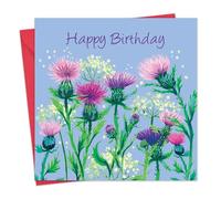 Twizler Female Birthday Card for Women - Scottish Thistle - Scotland Floral Happy Birthday Card for Her