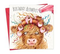 Twizler Funny Birthday Card for Women - Scottish Highland Cow Blowout - Female Humour Happy Birthday Card for Her - Mum Daughter Sister - Wife Girlfriend Friend - Scotland