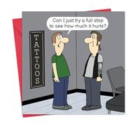 Twizler Funny Card for Him - Funny Tattoo Birthday Card for Men - Blank Inside - Happy Birthday - Anniversary - Retirement