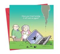 Twizler Funny Card with Broken Computer - Blank Card - Happy Birthday Card - Humour Card - Anniversary Card - Retirement Card - Get Well Soon Card - Fathers Day Card - Mothers Day Card