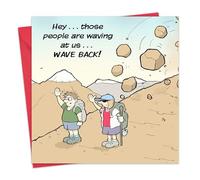 Twizler Funny Card with Hiking and Falling Rocks - Blank Card - Happy Birthday Card - Humour Card - Anniversary Card - Fathers Day Card - Mothers Day Card - Teenager Card - Congratulations Card