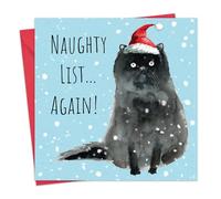 Twizler Funny Christmas Card Cat Naughty List - Humour Merry Xmas Card from the Cat - Mens Christmas Card for Him Husband Dad Son - Womens Christmas Card for Her Wife Mum Daughter
