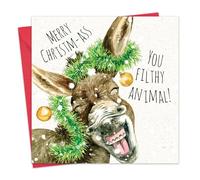 Twizler Funny Christmas Card Donkey - Merry Christmas Cards Funny - Xmas Card - Mens Christmas Card for Him Husband Dad Son - Womens Christmas Card for Her Wife Mum Daughter
