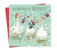 Twizler Funny Christmas Card Geese Presents - Merry Christmas Cards Funny - Xmas Card - Mens Christmas Card for Him Husband Dad Son - Womens Christmas Card for Her Wife Mum Daughter