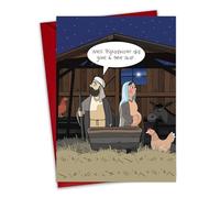 Twizler Funny Christmas Card - Mary & Joseph 1 Star - Humour Merry Xmas Card - Blank Inside