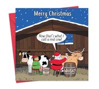 Twizler Funny Christmas Card - Scottish Highland Cow - Scotland Merry Christmas Cards Funny - Mens Xmas for Him Husband Dad Son - Womens Xmas for Her Wife Mum Daughter