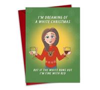 Twizler Funny Christmas Card - White Christmas - Fine With Red - Humour Merry Xmas Card - Blank Inside - Womens Xmas for Her Mum