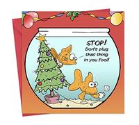 Twizler Funny Christmas Card with Fish Fool - Merry Christmas Card Funny - Humour Womens Xmas for Her Female - Mens Happy Xmas for Him Male